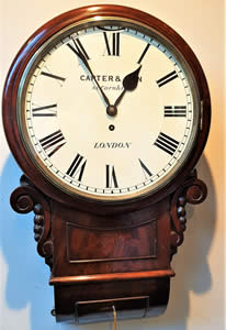 Early 19th century 8 day mahogany drop dial Wall Clock