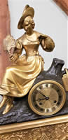 French gilt bronze & patinated bronze Mantle Clock