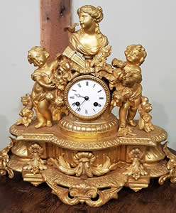 Mid 19th century gilded French Striking Bracket Clock