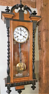 Charming small size Walnut Vienna Regulator Type Wall Clock