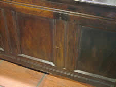 17th cent oak panelled coffer